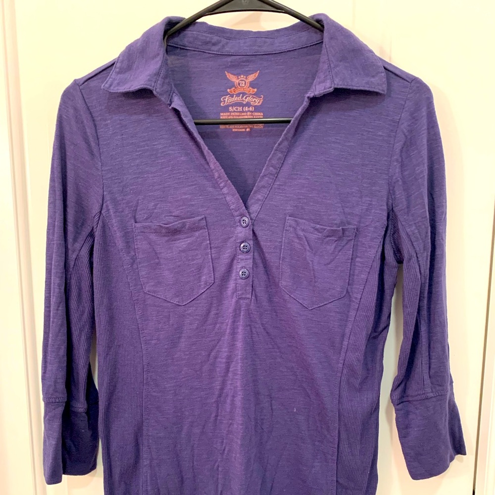 Heather Navy Blue/Purple Comfy Collared Shirt